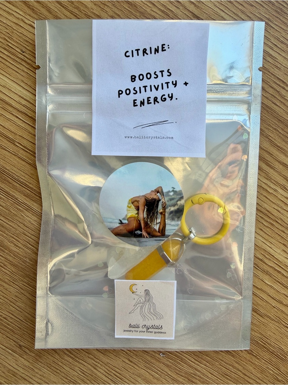 Citrine Cat Collar Crystal Yellow Keyring - Bright Yellow Charm. Boosts Energy!